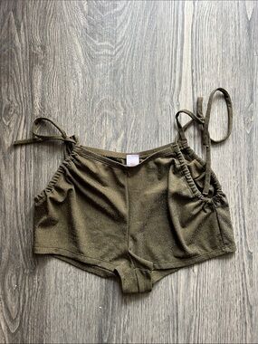 Savage X Fenty Sleep and Shine Booty Shorts With Ties Military Olive Green M